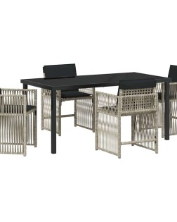 Kert étkező szett 5 pcs világosszürke polirattan
