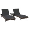 Napozó 3 pcs barna 197 x 70 x 82 cm polirattan
