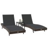 Napozó 3 pcs barna 197 x 70 x 82 cm polirattan