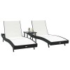 Napozó 3 pcs fekete és fehér 197 x 70 x 82 cm polirattan