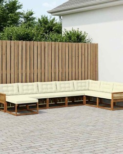 Kültéri kanapé szett párnával 8 pcs természetes és krémszínű