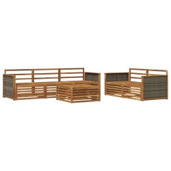 Kültéri kanapé szett 6 pcs természetes tömör akácfa