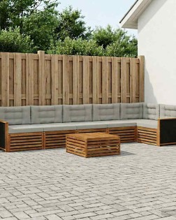 Kültéri kanapé szett 7 pcs természetes és világosszürke