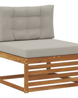 Kültéri kanapé szett 7 pcs természetes és világosszürke