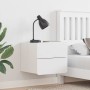 Éjjeli asztal fiókkal 2 pcs fehér 39 x 34 x 33 cm tömör fenyőfa