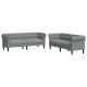 Kanapé szett 2 pcs világosszürke szövet Kanapé szett 2 pcs világosszürke szövet