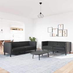 Kanapé szett 2 pcs fekete 194 x 74.5 x 70.5 cm műbőr