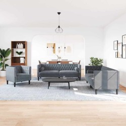 Kanapé szett 3 pcs sötétszürke bársony