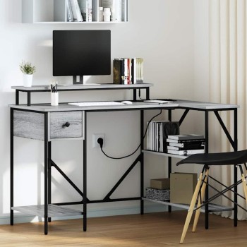 Asztal fiókkal szürke sonoma 120 x 79 x 86,5 cm faanyag
