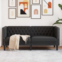 Chesterfield kanapé argyle fekete 174 x 74.5 x 70.5 cm műbőr