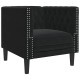 Chesterfield kanapé szék fekete 71 x 74.5 x 70.5 cm bársony