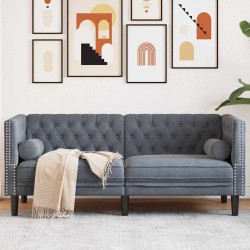 Chesterfield kanapé sötétszürke 174 x 74.5 x 70.5 cm bársony