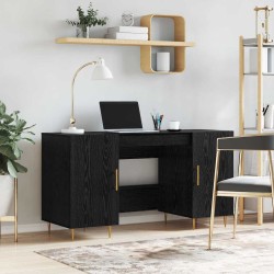 Asztal polcokkal tárolóval musta tammi 140 x 50 x 75 cm faanyag