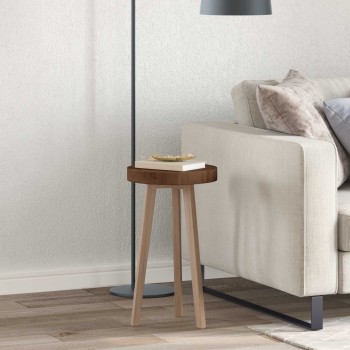 Asztallap sötét barna ø 30 x 4 cm tömör tölgyfa