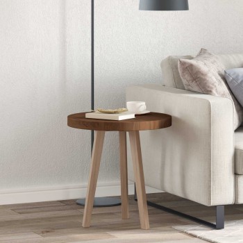 Asztallap sötét barna ø 50 x 4 cm tömör tölgyfa