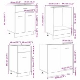 Konyhaszekrény szett fiókkal lyon 8 pcs füstölt tölgy faanyag