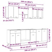 Konyhaszekrény szett fiókkal lyon 8 pcs füstölt tölgy faanyag