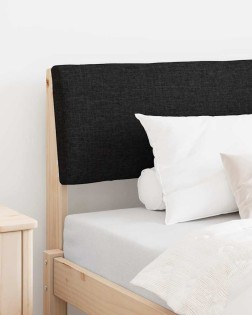 Kárpitozott fejtámla fekete 90 cm tömör fenyőfa