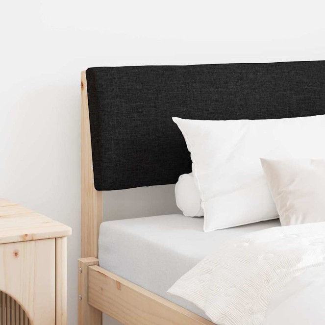 Kárpitozott fejtámla fekete 90 cm tömör fenyőfa