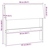 Kárpitozott fejtámla fekete 90 cm tömör fenyőfa