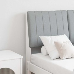 Kárpitozott fejtámla világosszürke 120 cm tömör fenyőfa