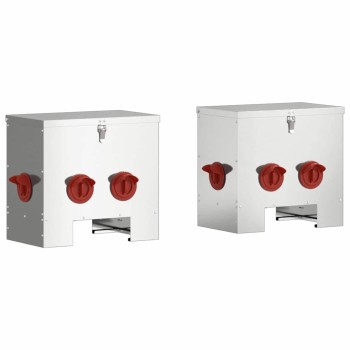 Csirke etető 2 pcs ezüst 40,5 x 25 x 38 cm horganyzott acél