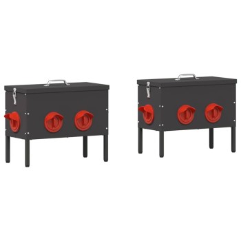 Csirke etető 2 pcs fekete 41,5 x 20,5 x 33 cm