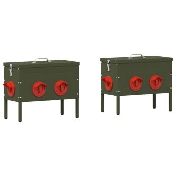 Csirke etető 2 pcs olajzöld 41,5 x 20,5 x 33 cm