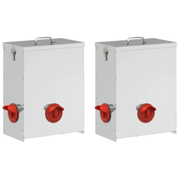 Csirke etető 2 pcs ezüst 32,5 x 20,5 x 43 cm horganyzott acél