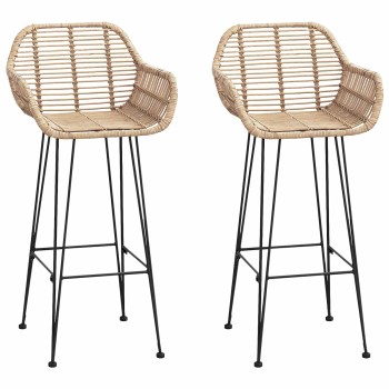Bárszék 2 pcs 55 x 52 x 105 cm rattan és vas