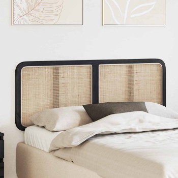 Fejtámla fejtámlával fekete 140 x 55 x 3 cm rattan
