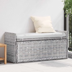 Tárolópad párnával fehér mosás 110 x 40 x 50 cm rattan