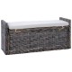 Tárolópad párnával fekete mosás 110 x 40 x 50 cm rattan