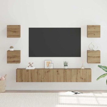 Tv szekrény garnitúra 7 db artisan tölgy szerelt fa