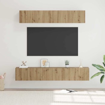 Tv szekrény garnitúra 5 db artisan tölgy szerelt fa