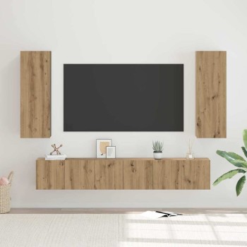 Tv szekrény garnitúra 5 db artisan tölgy szerelt fa