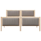 Ágykeret fejtámlával barna és taupe 160 x 200 cm tömör fenyőfa Ágykeret fejtámlával barna és taupe 160 x 200 cm tömör fenyőfa