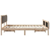 Ágykeret fejtámlával barna és taupe 160 x 200 cm tömör fenyőfa Ágykeret fejtámlával barna és taupe 160 x 200 cm tömör fenyőfa