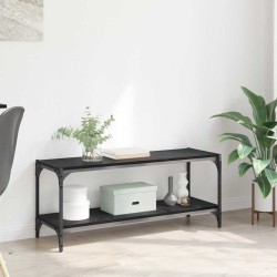 Tv szekrény fekete tölgy 100x33x41cm műszaki fa és vas