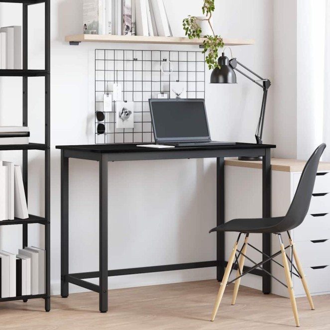 Asztal fekete tölgy 80 x 50 x 76,5 cm műszaki fa és acél Asztal fekete tölgy 80 x 50 x 76,5 cm műszaki fa és acél