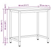 Asztal fekete tölgy 80 x 50 x 76,5 cm műszaki fa és acél Asztal fekete tölgy 80 x 50 x 76,5 cm műszaki fa és acél