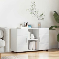 Széf polcokkal magas fényű fehér 88,5 x 30,5 x 55,5 cm faanyag