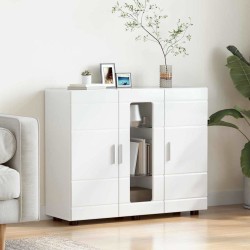 Széf polcokkal magasfényű fehér 55.5 x 29 x 100 cm faanyag