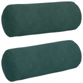 Hengerpárnák 2 pcs sötétzöld ø 15 x 40 cm bársonyos szövet Hengerpárnák 2 pcs sötétzöld ø 15 x 40 cm bársonyos szövet
