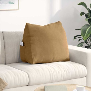 Hátpárna barna 60 x 20 x 50 cm bársonyos szövet