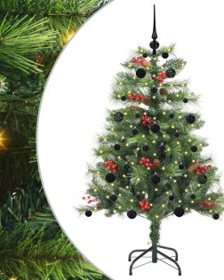 Mű karácsonyfa led -es lámpákkal zöld 150 cm pvc és fém