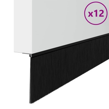 Csavaros ajtó kefe zár 12 pcs fekete 100 cm alumínium ötvözet