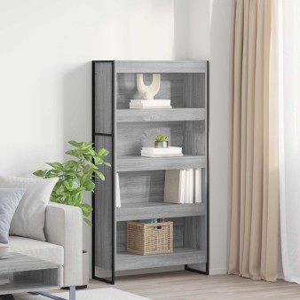 Könyvespolc 2 pcs szürke sonoma 80 x 30 x 155 cm faanyag
