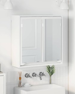 Fürdőszobai tükörszekrény magas fényű fehér 60 x 20 x 60 cm