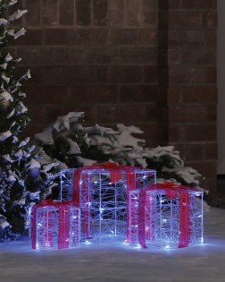Ajándékdoboz 60 led-del 3 pcs kék 20 x 20 x 20 cm akril